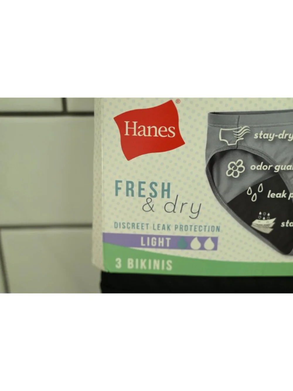 NWT Hanes 3 Pack Fresh and Dry Light Leak Protection Underwear Sz 5 Small Black